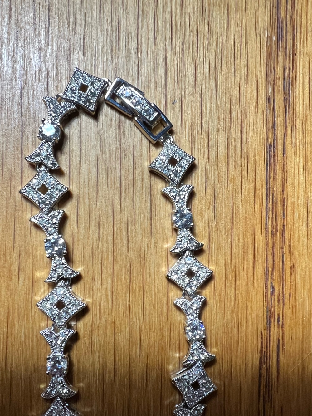 Nadri Cubic Zarconia Line collar necklace in hand polished rhodium . - Picture 5 of 9